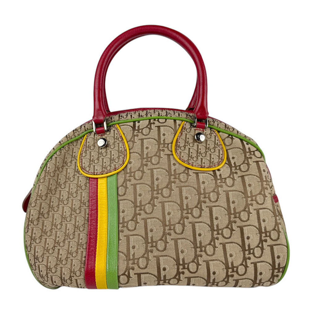 Christian Dior Handbag Rasta Canvas Leather Red Yellow